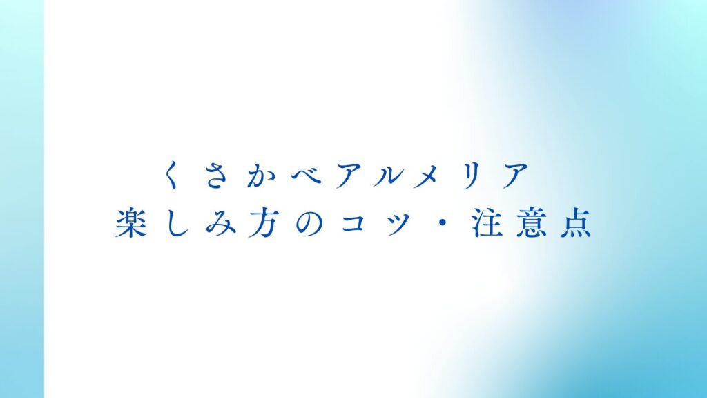 くさかべアルメリア 楽しみ方のコツ・注意点