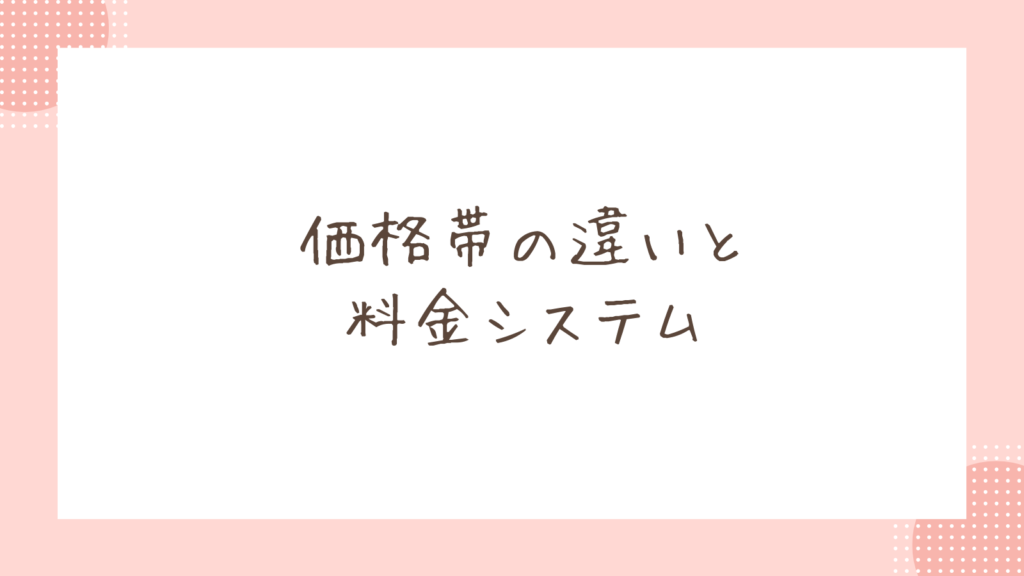 価格帯の違いと料金システム